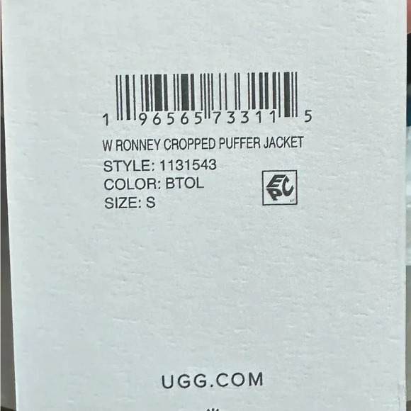 NWT UGG Women's Ronney Cropped Puffer Jacket, Burnt Olive, Size: Small - Picture 12 of 13